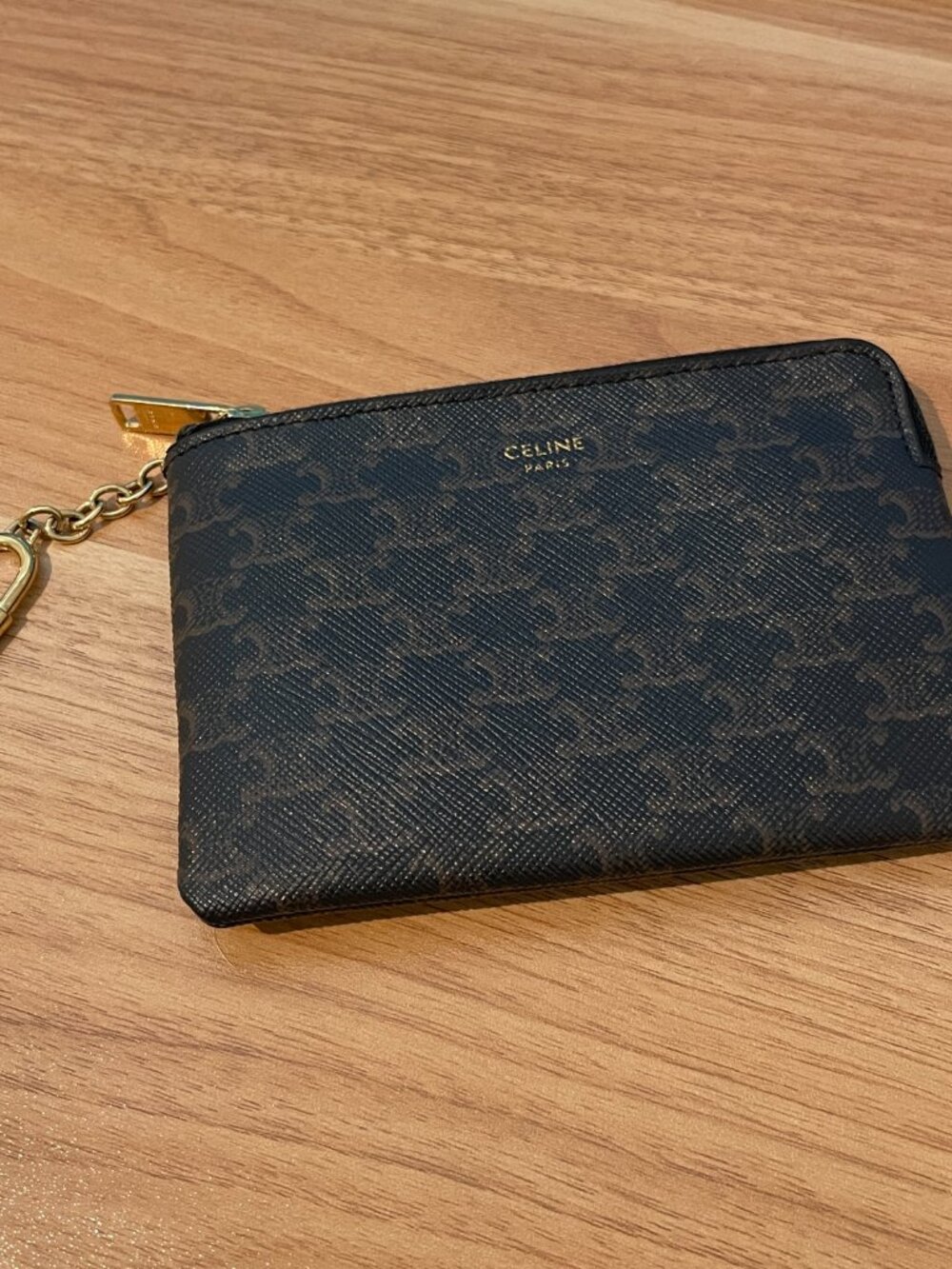 Celine Paris Coin Purse In Triomphe Canvas Black